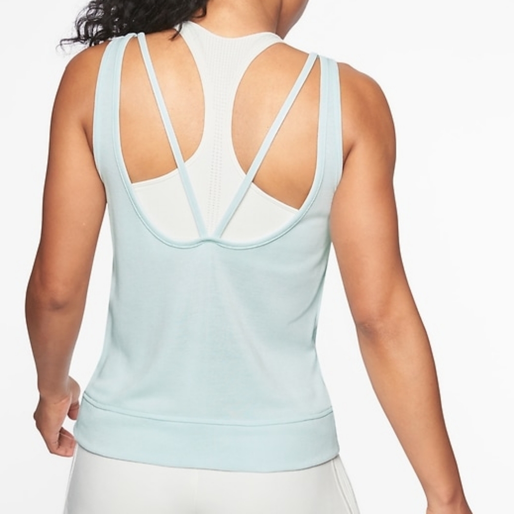 Athleta Serenity V‎ Back Tank Size Medium Rain Drop Blue